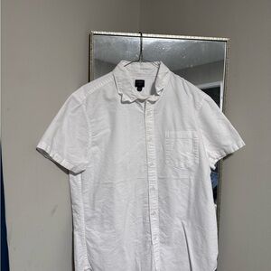 J. Crew White Casual Short Sleeve Button Down Shirt